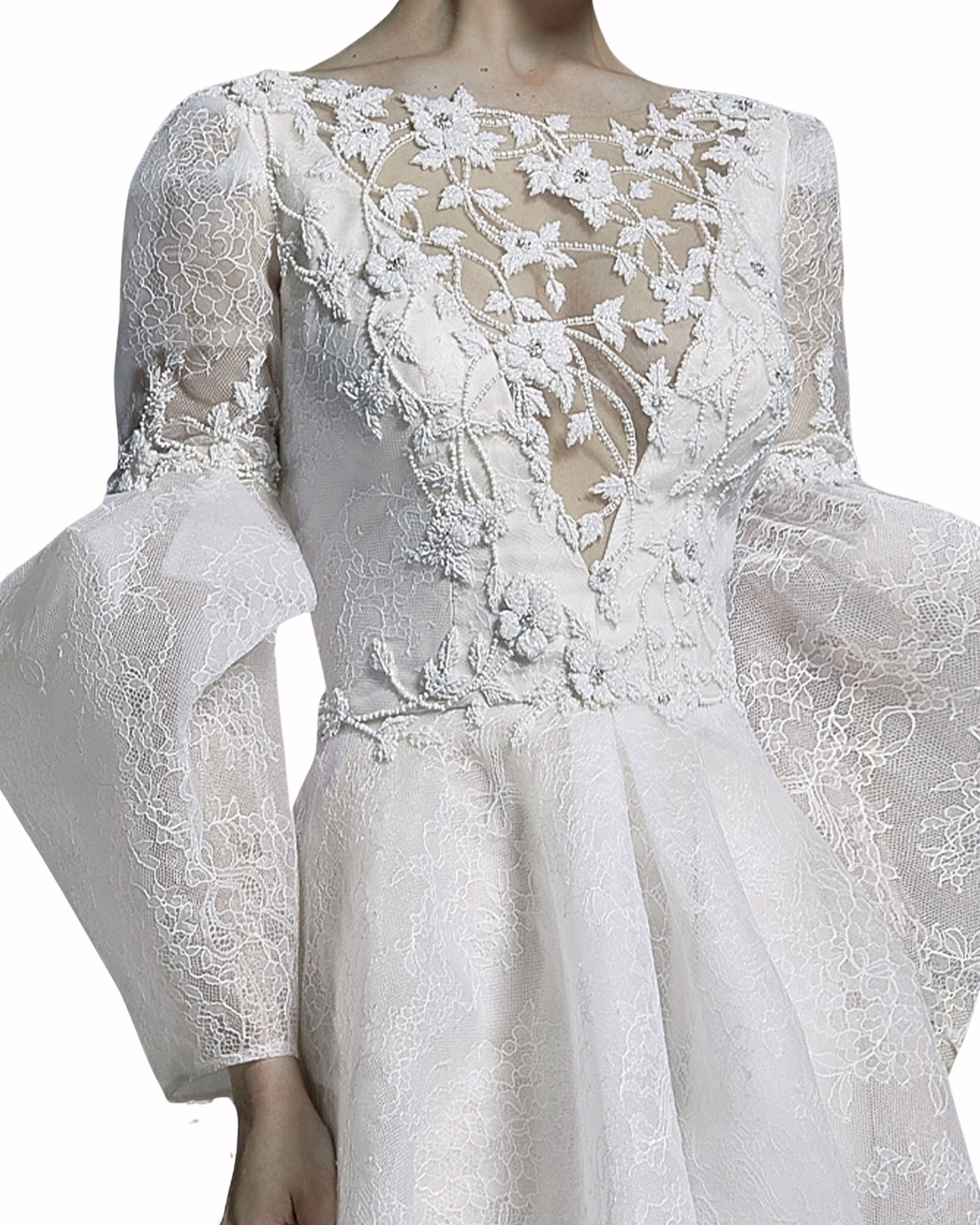 Bell Sleeves Bridal Dress