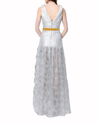 فستان عالي-منخفض من قماش فضي