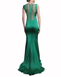 فستان طويل مغطى بالترتر مع ظهر شفاف