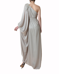 فستان طويل بكم واحد