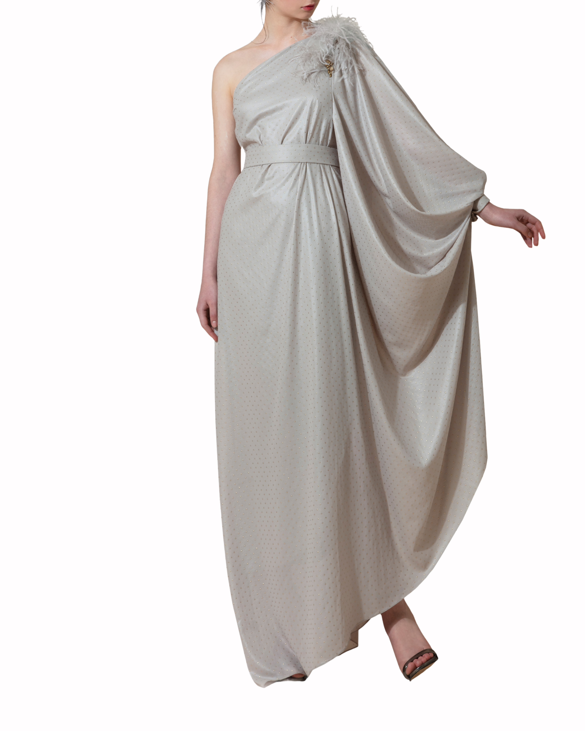 فستان طويل بكم واحد