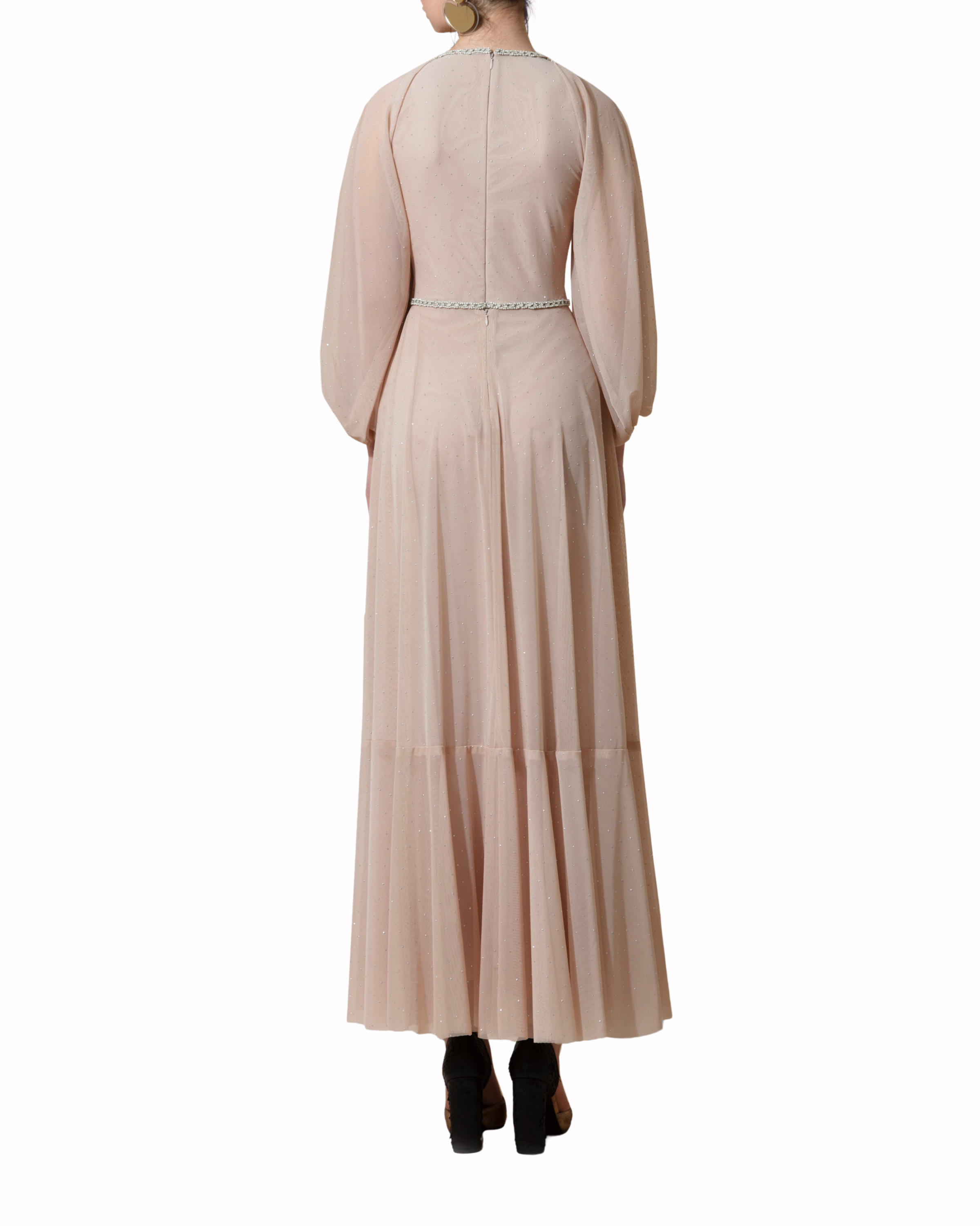 فستان مزين باكمام واسعة