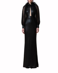 فستان راغلان شفاف مزين بالريش