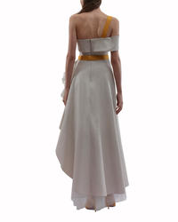 فستان قصير كشكش منسدل الاكمام