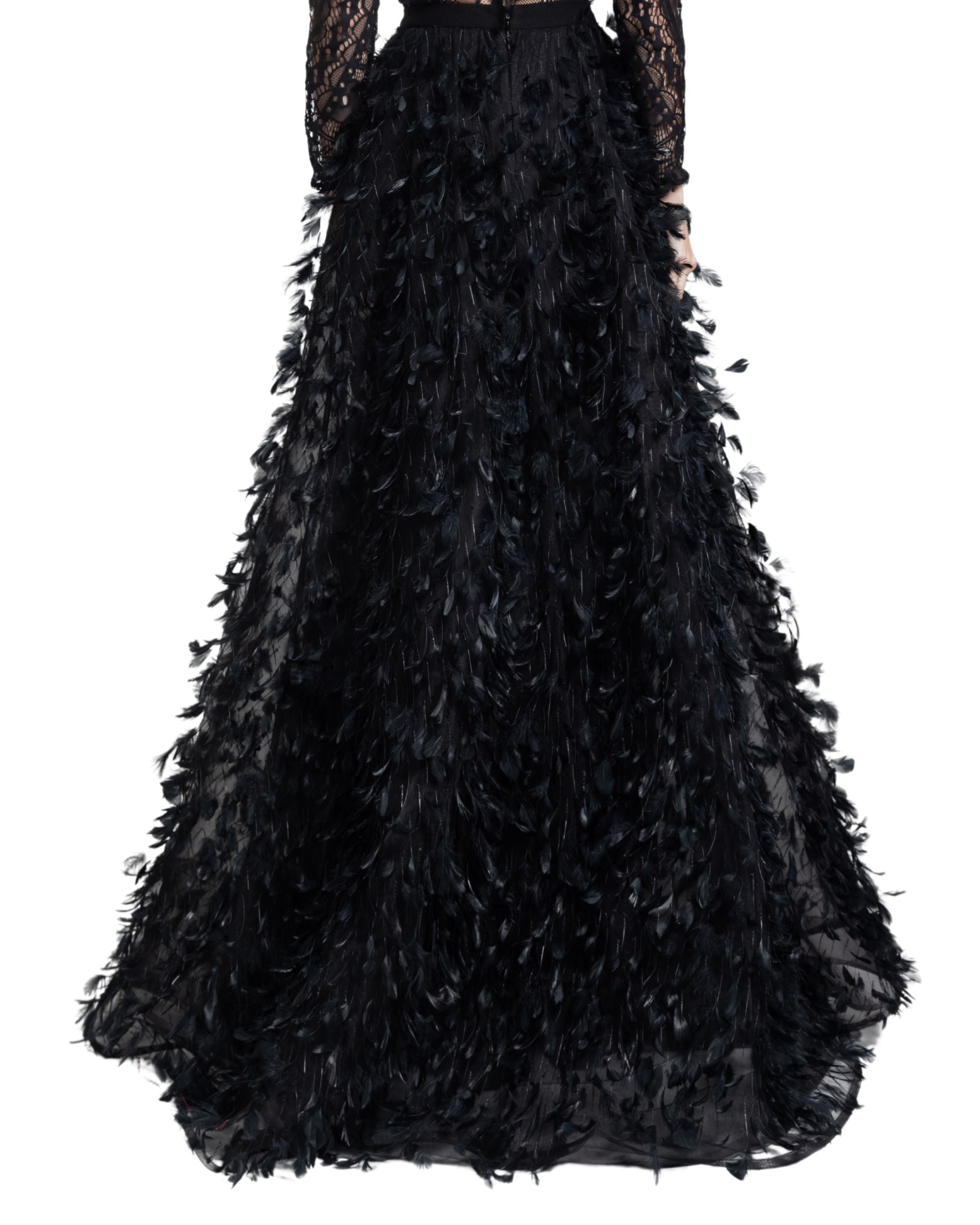 Feather Black Skirt