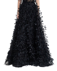 Feather Black Skirt
