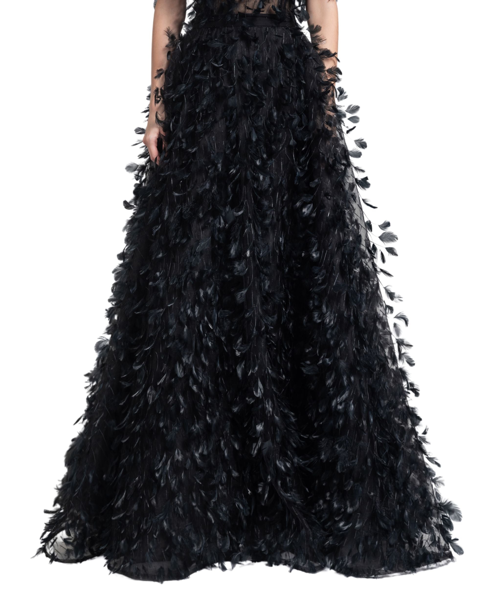 Feather Black Skirt