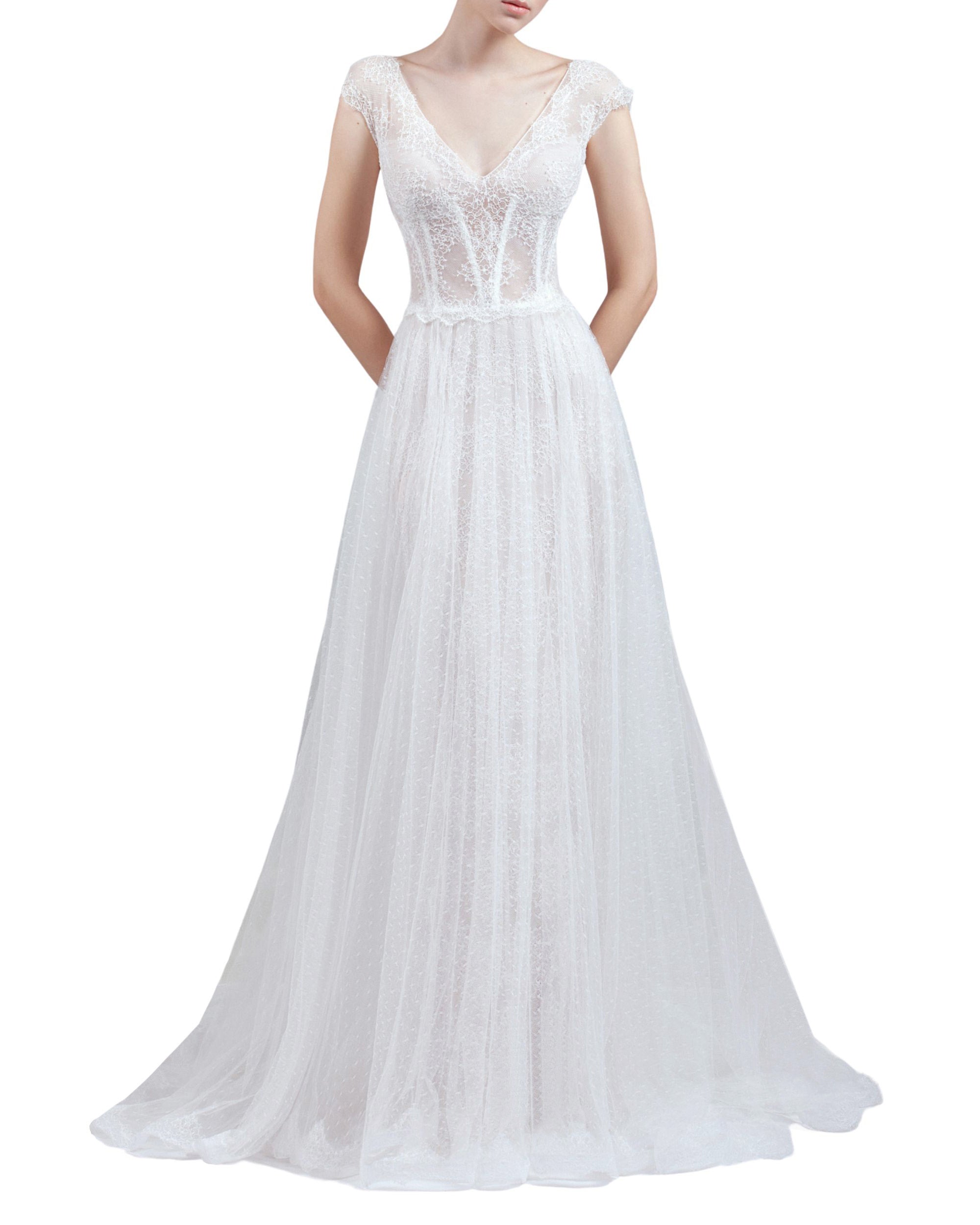 V-neck Back Train Dress