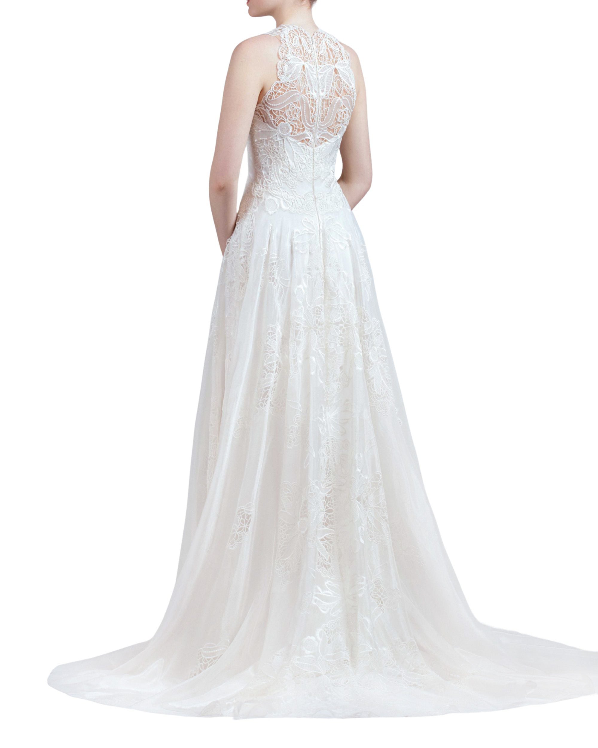 Halter-Neck Guipure Gown