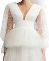 Dress with Dotted Tulle Sleeves