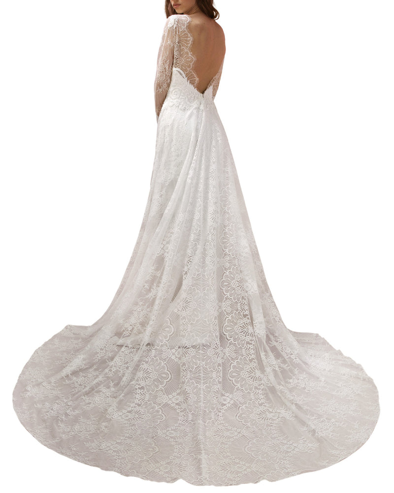 Lace Long-Sleeves Gown