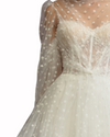 Dotted Tulle Flared Gown
