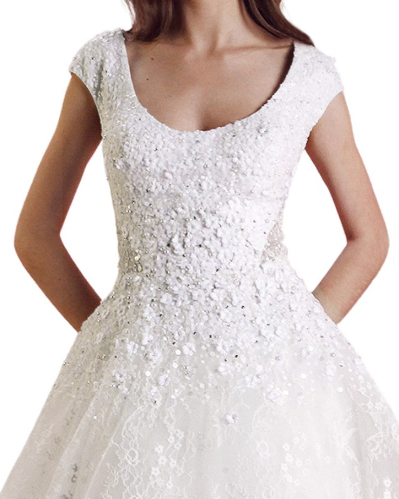 Beaded Round Neck Gown