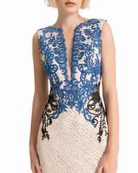 V-Neck Lace-Embroidered Dress