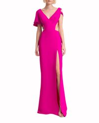 Asymmetrical Crepe Long Dress