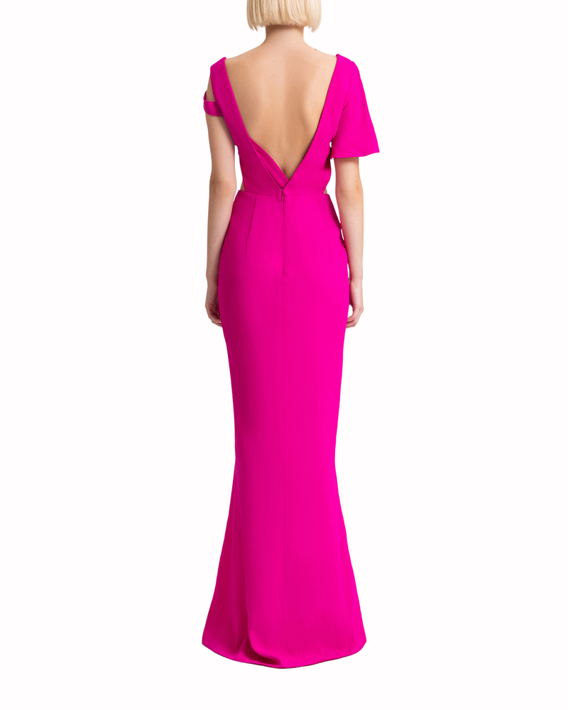 Asymmetrical Crepe Long Dress