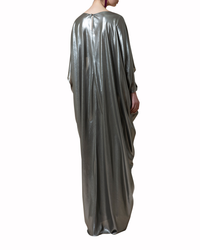 Cape-Like Long Draped Olive Dress