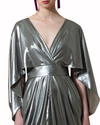 Cape-Like Long Draped Olive Dress