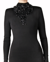Beaded High-Neck Short Dress