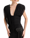 Padded Shoulders Long Dress