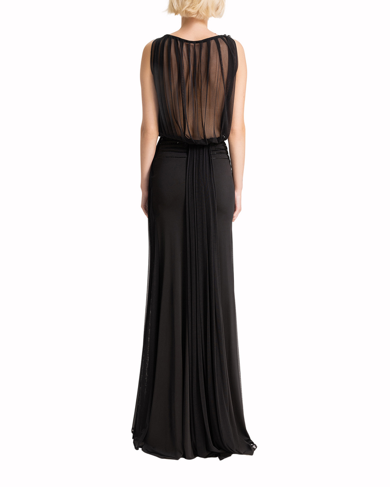 Draped Dress with Beaded Waist