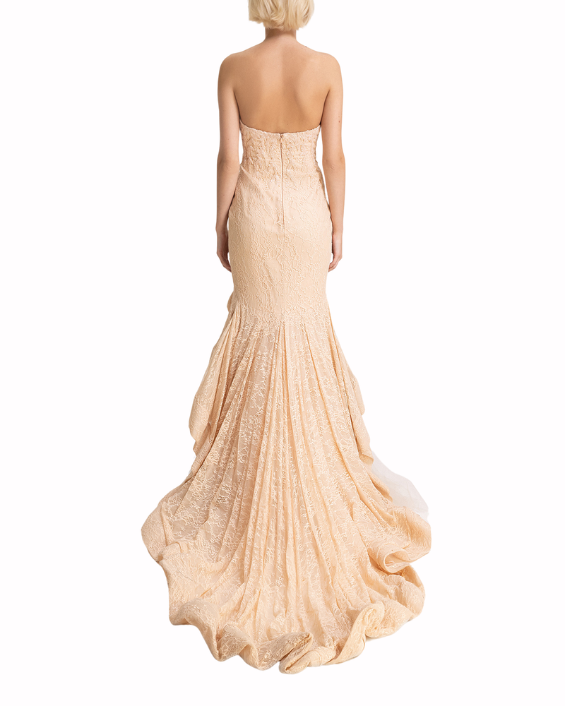 Strapless Embroidered Lace Dress