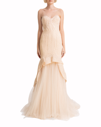 Strapless Embroidered Lace Dress