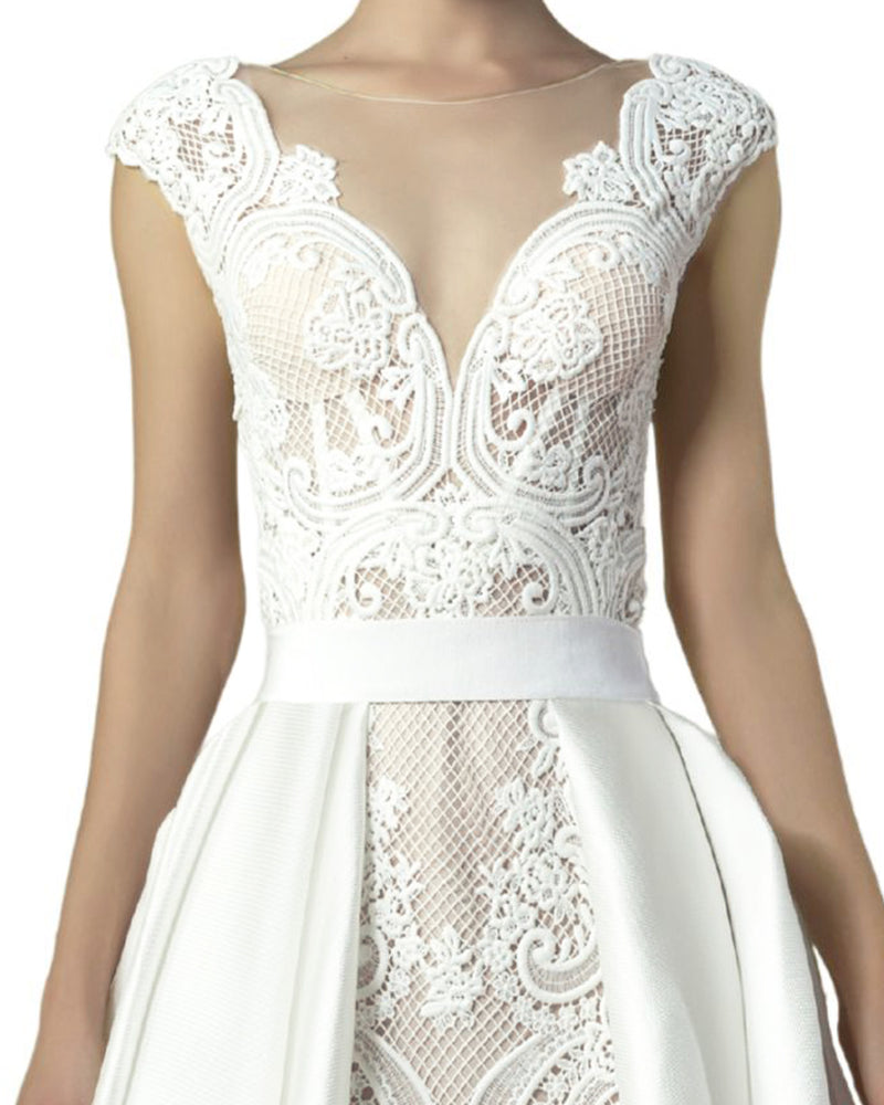 Guipure And Piqué Gown