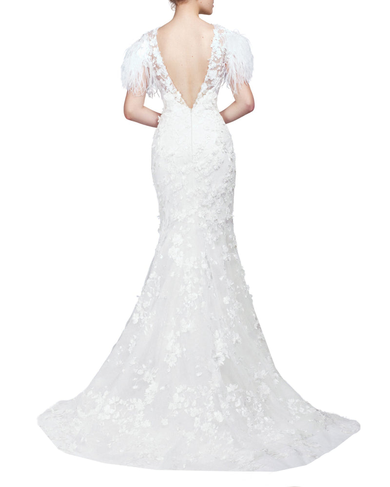 Feather Embellished Gown