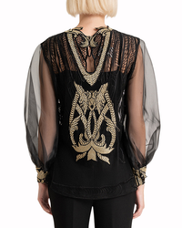 Organza Puffed Sleeves Top