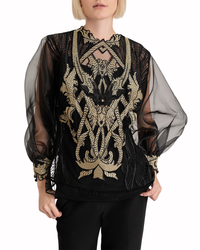 Organza Puffed Sleeves Top