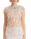 Sequined Top with Feathers