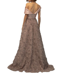 Bi-Fabric Asymmetrical Long Dress