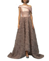 Bi-Fabric Asymmetrical Long Dress