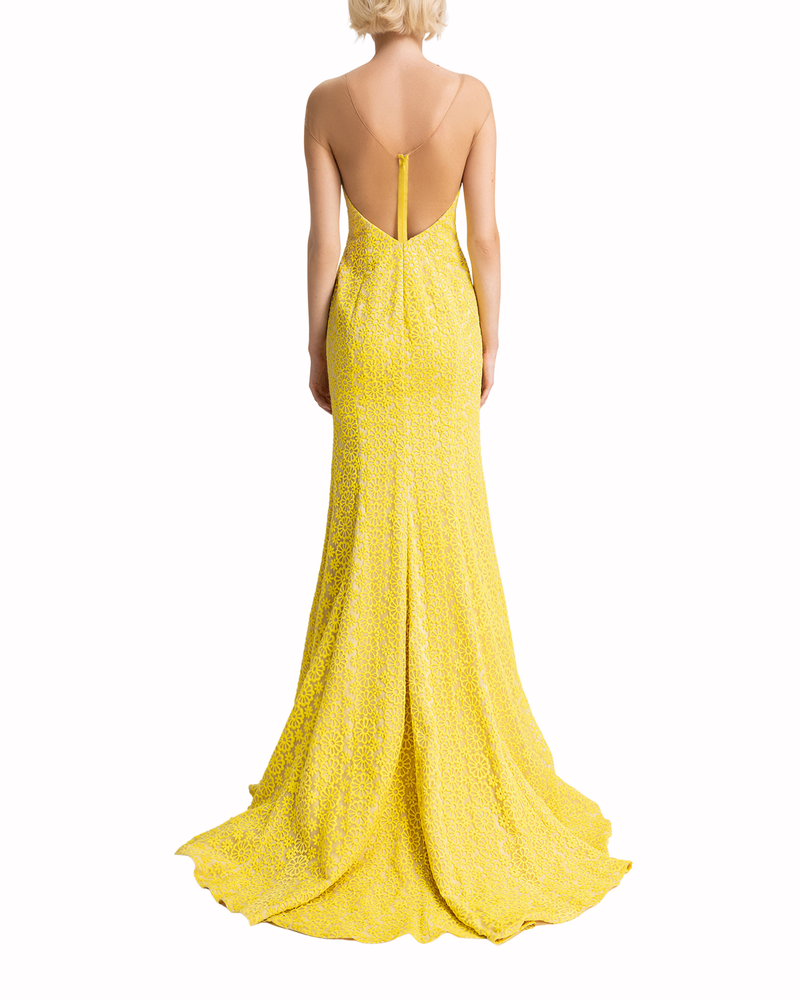 Deep V-Neckline and Backline  Dress