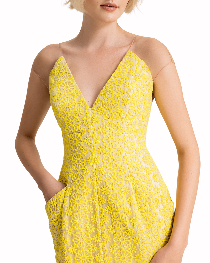 Deep V-Neckline and Backline  Dress