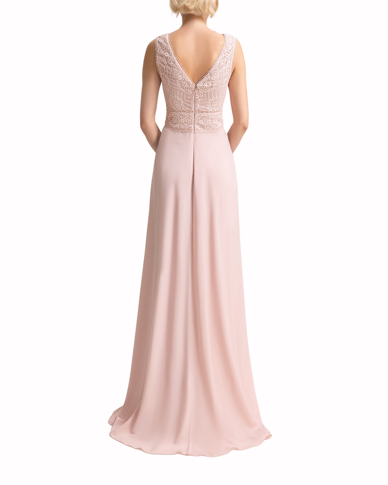 Mixed Fabric Long Dress