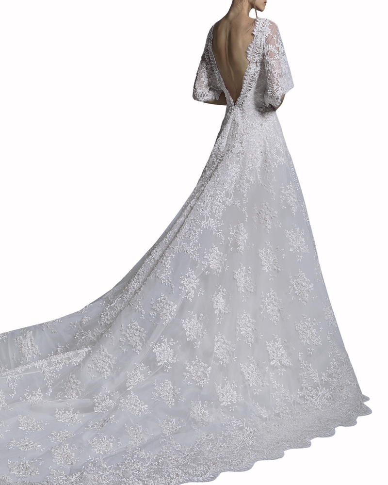 Boatneck Wide Sleeves Gown