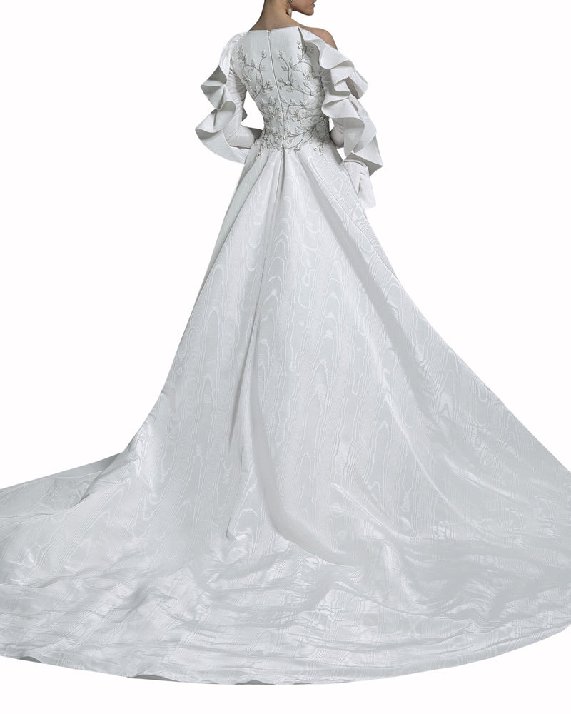 Embroidered Bridal Dress with Ruffles