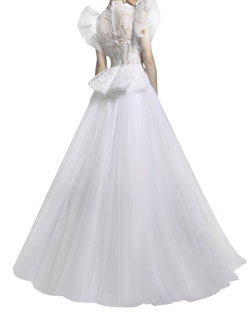 Scalloped Neckline Gown