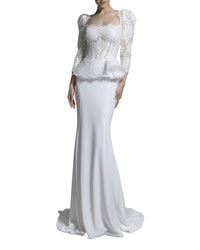 Puffed Shoulders Corset Gown