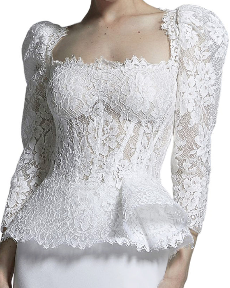 Puffed Shoulders Corset Gown