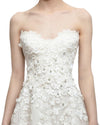 Strapless Gown with 3D Flowers