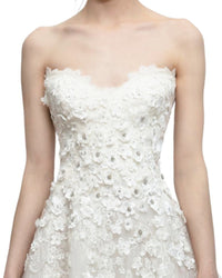 Strapless Gown with 3D Flowers