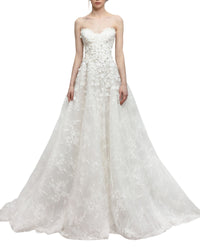 Strapless Gown with 3D Flowers