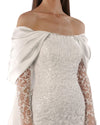 Beaded Sleeve Slim-Cut Gown