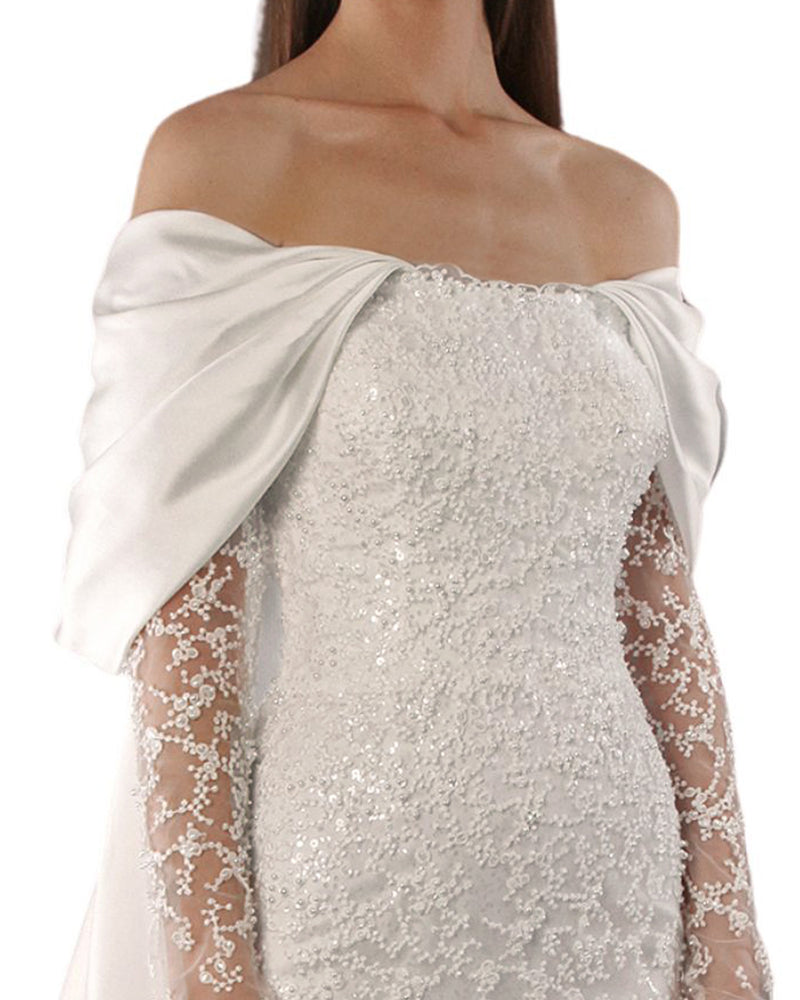 Beaded Sleeve Slim-Cut Gown