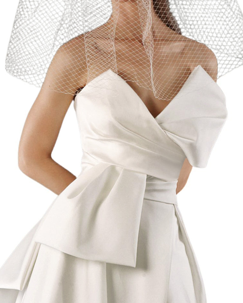 Bow Design Mikado Dress