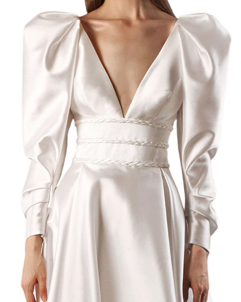 Puffed Shoulders Gown