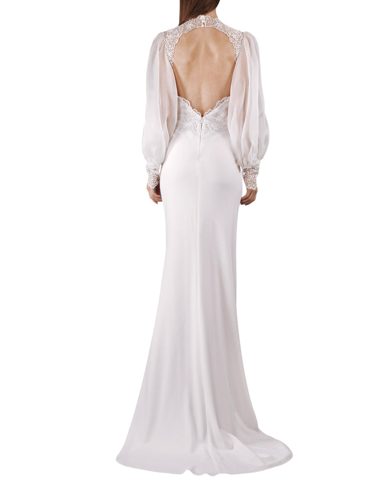 High-Cut Neckline Gown